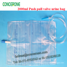 2000ml Push Pull Valve Urine Collection Bag